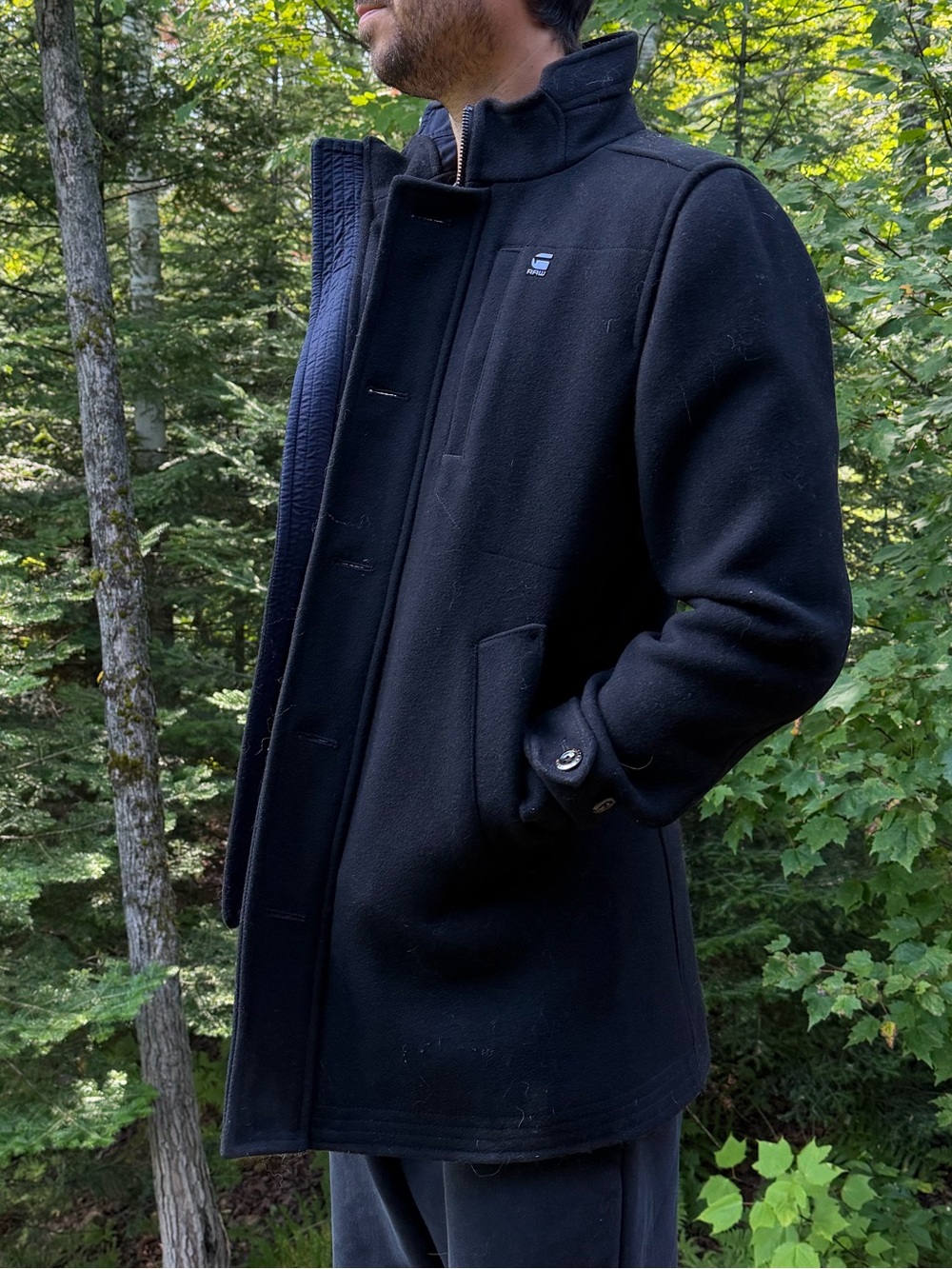 G-Star RAW Wool Garber Trench Coat Jacket - Black - Men's Size Medium